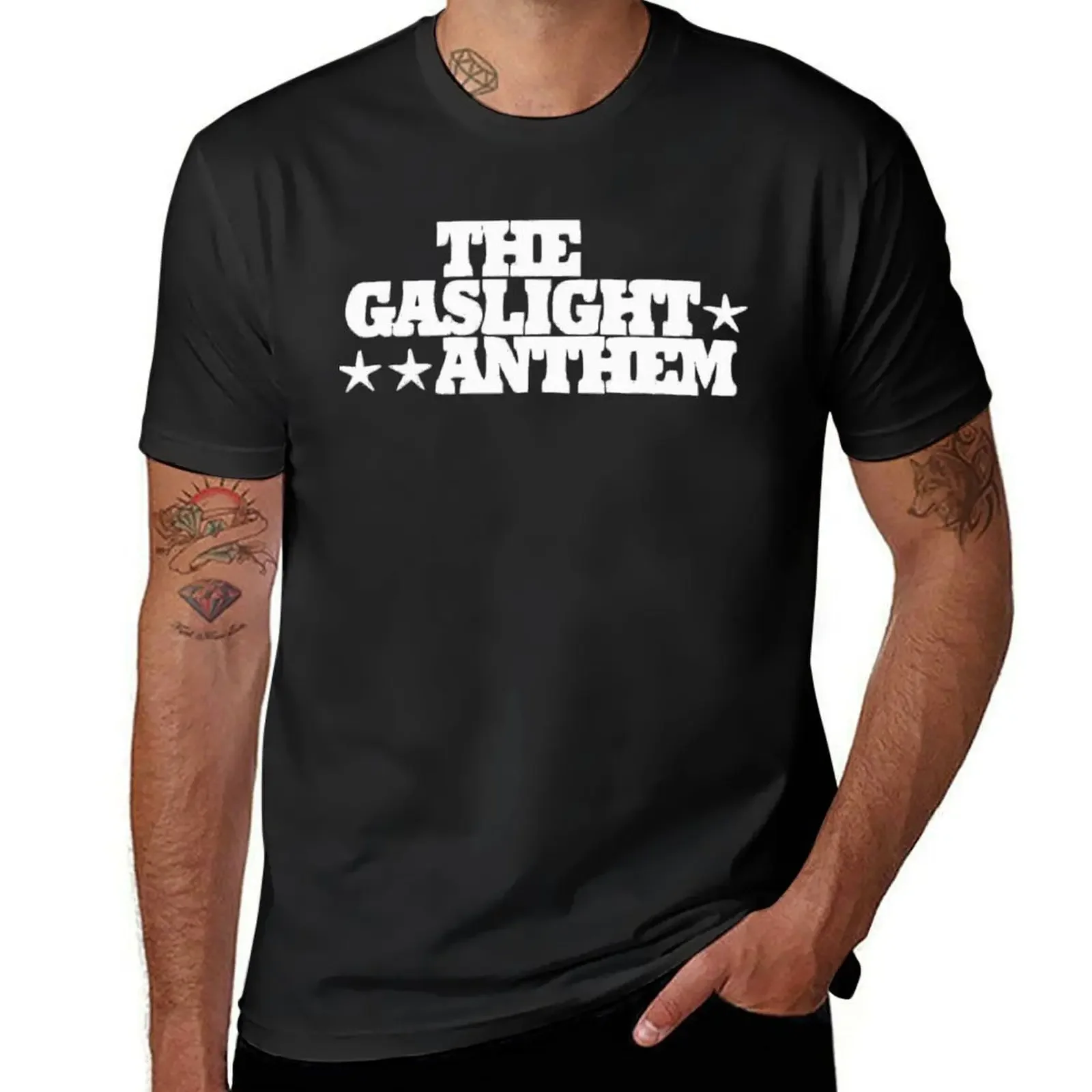 The Gaslight Anthem - groupe de rock alternatif emblématique, logo. Texte blanc. T-Shirt tops sports fans plus size men clothing