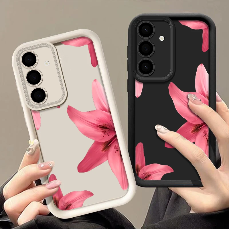 Realistische Lilie Blume Fall für Samsung Galaxy A56 A17 A16 A15 A55 A54 A36 5G S25 Rand S24 FE S23 S22 Ultra Plus TPU Telefon Abdeckung