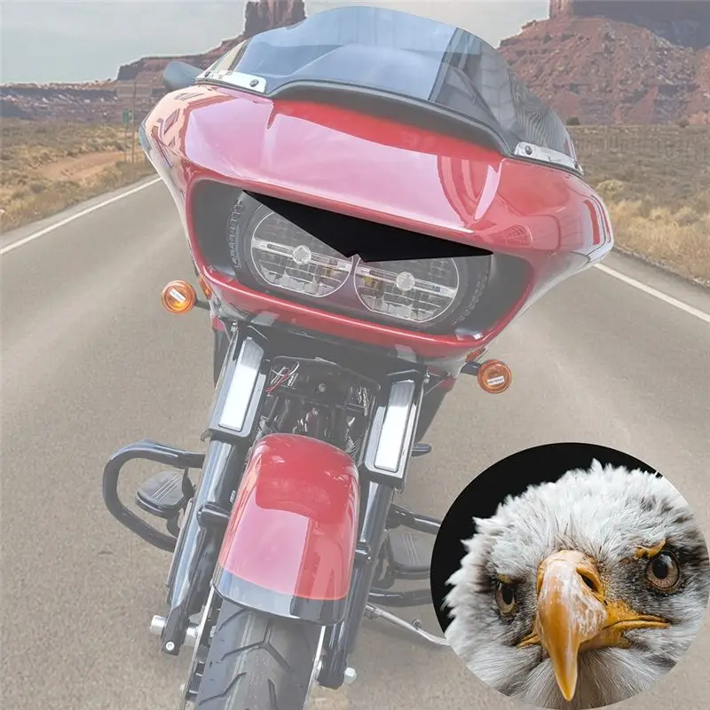 Motorcycle Headlight Eyebrows Sticker Headlamp Eyebrow Eyelids Trim Cover Visor For Road Glide 2015-2023