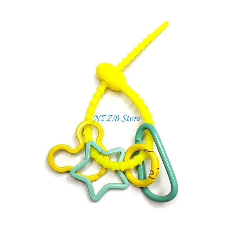 

T21F Candy Color Silicone Bag Ties Keychain DIY Lanyard Strap Rings Link cHAIN