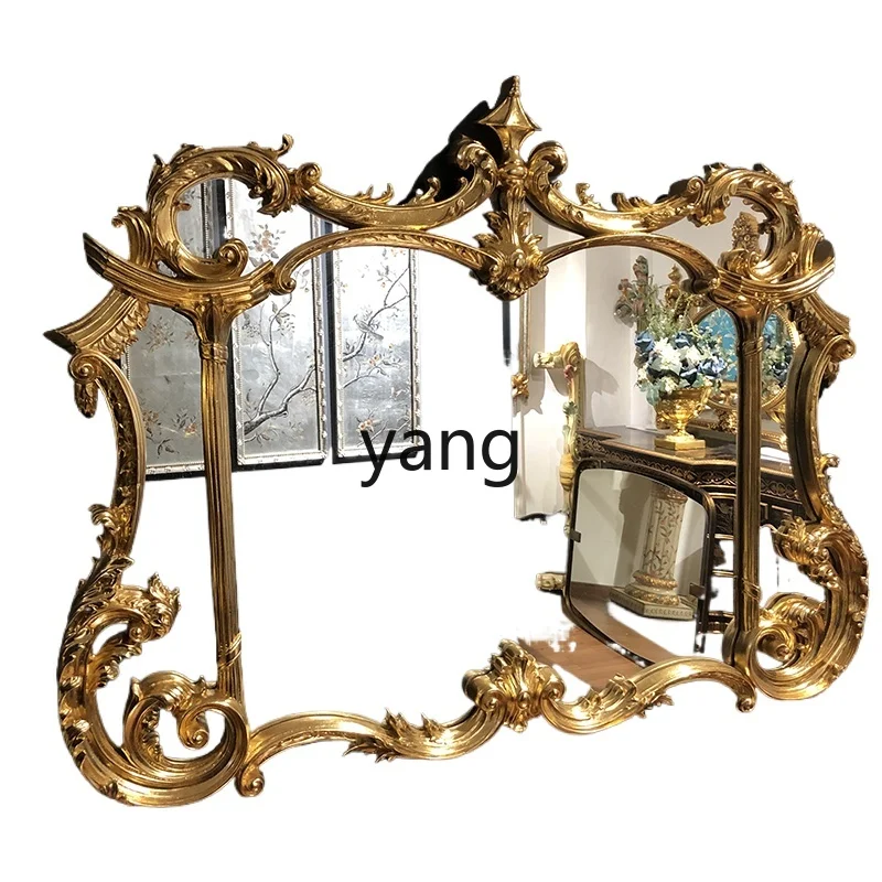 Yjq Retro Dressing Classical Court Cosmetic Mirror Bathroom Bathroom Living Room Entrance Wall-Hanging Mirror