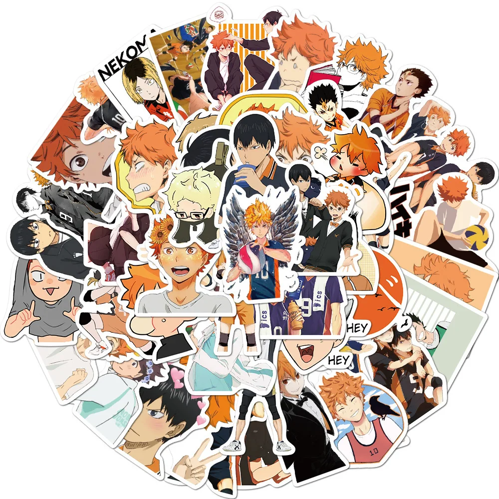 สติกเกอร์ลายการ์ตูน Haikyuu shoyo ซีรีย์50ชิ้นเหมาะสำหรับท้ายรถมอเตอร์ไซค์ของเล่นสติกเกอร์ DIY กันน้ำ