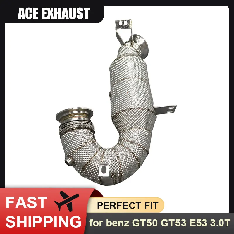 

ACE Perfect Fit Downpipe for Mercedes-Benz AMG M256 GT50 GT53 GLE53 GLS53 E53 3.0T Performance Exhaust Header with Heat Shield