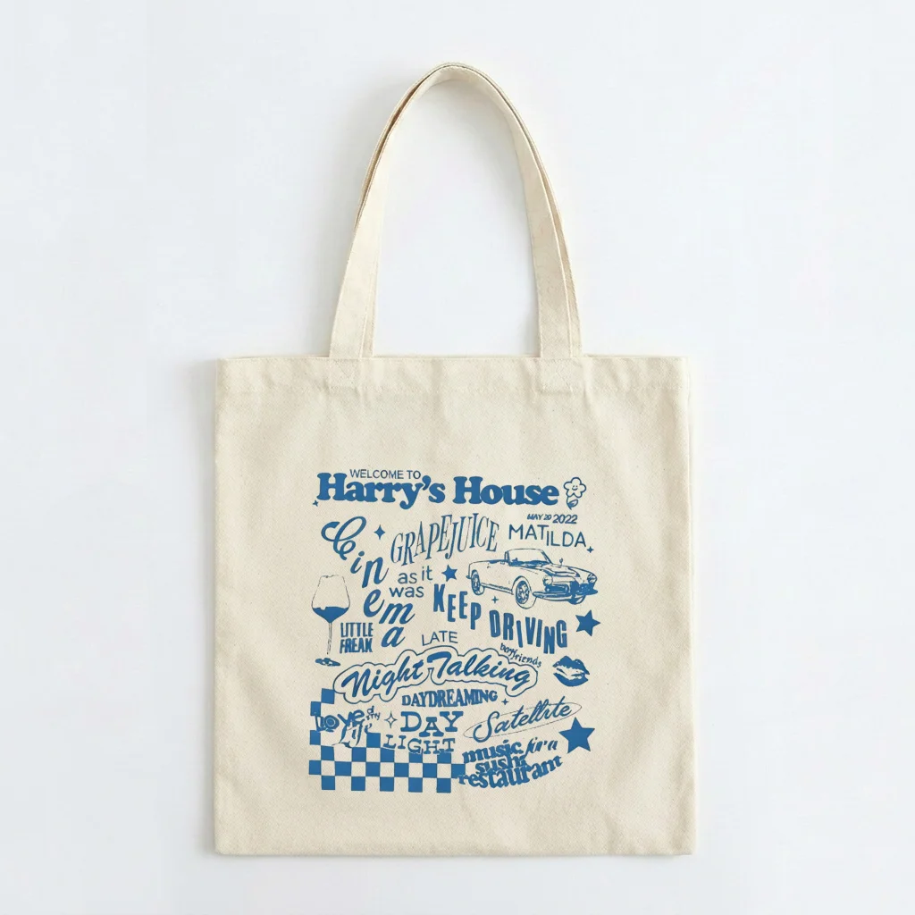 Harry totes House Canvas Bag Bad Bunny Casual Hand Bags Shopping UN VERANO SIN TI Music Album Handbag Print Bag