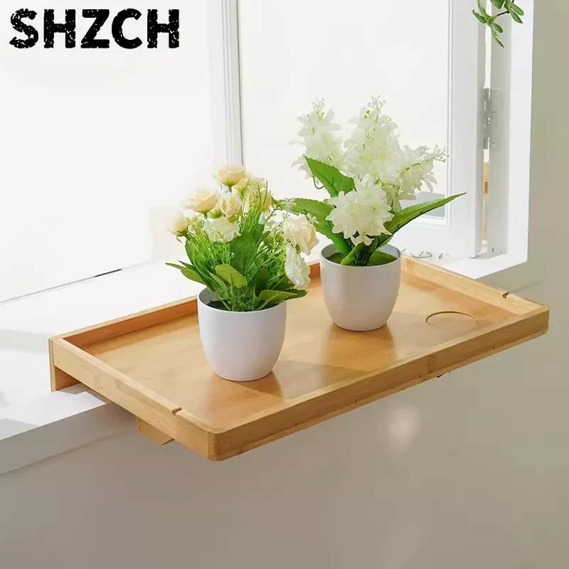‌ Mesita de noche de madera maciza, bandeja ajustable montada en la pared, tablero de almacenamiento delgado impermeable, organi