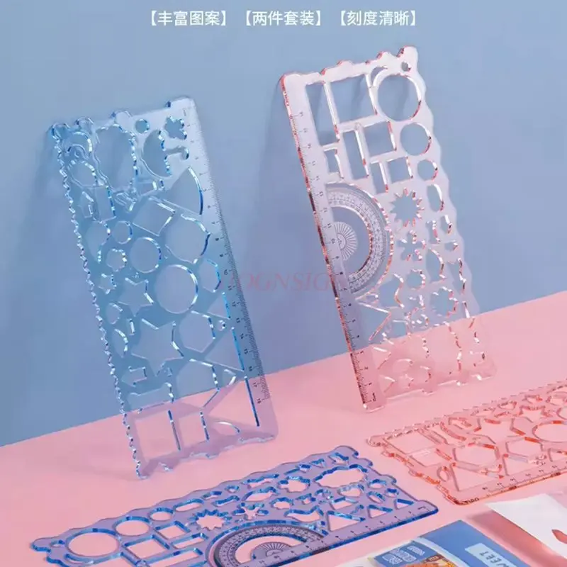 11pcs/set versatile and versatile circle drawing ruler Multi functional geometric drawing ruler for elementary school students,