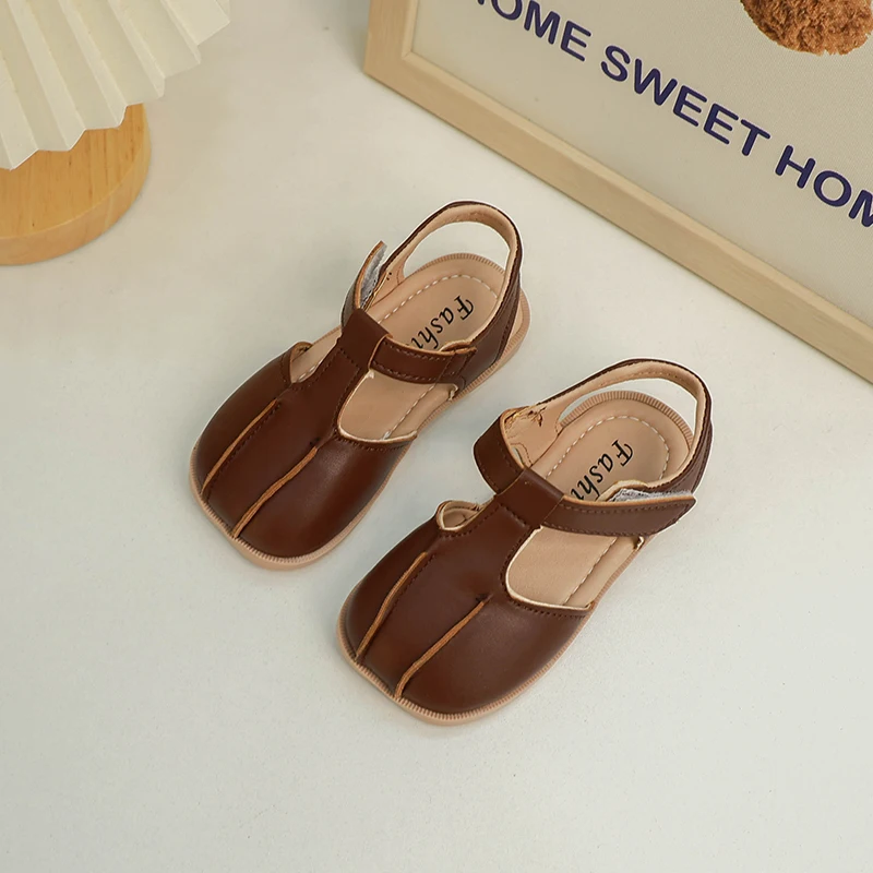 Girls Genuine Leather Shoes Sandals British Style Child Princess Shoes Soft Soled Anti Slip Kids Lightweight Toddler Shoes