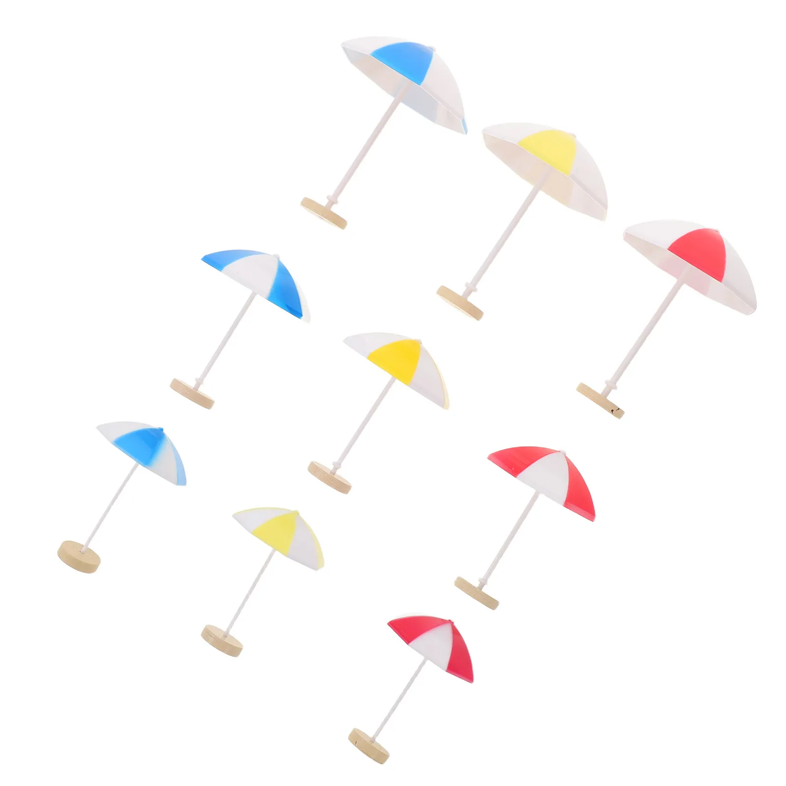 9Pcs Miniature Landscape Accessories Micro Scene Umbrella Colorful Mini Patio Parasol for Fairy Garden Sand Table Displays