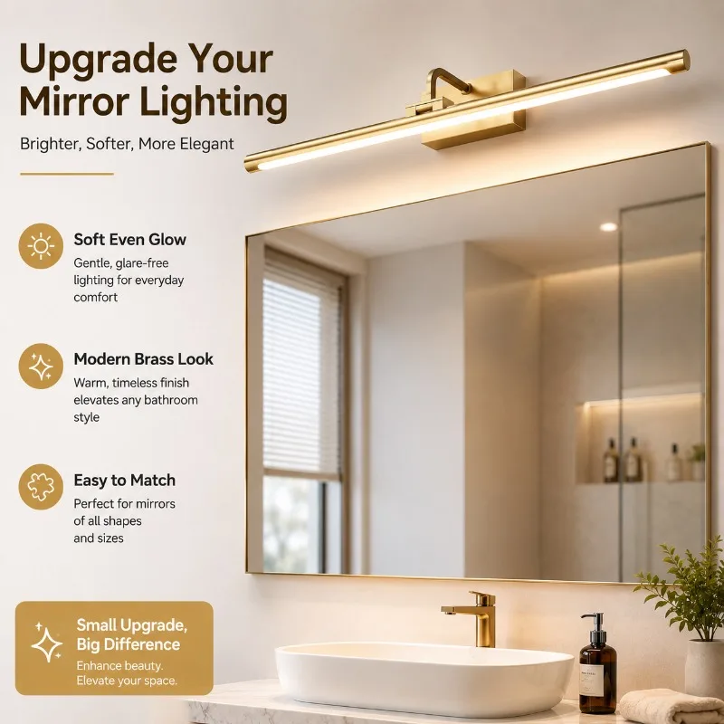 40cm 55cm 70cm Vintage LED Vanity Mirror Light Antique Brass Wall Lamp for Bathroom Mirror Cabinet Makeup Home Mirror Light