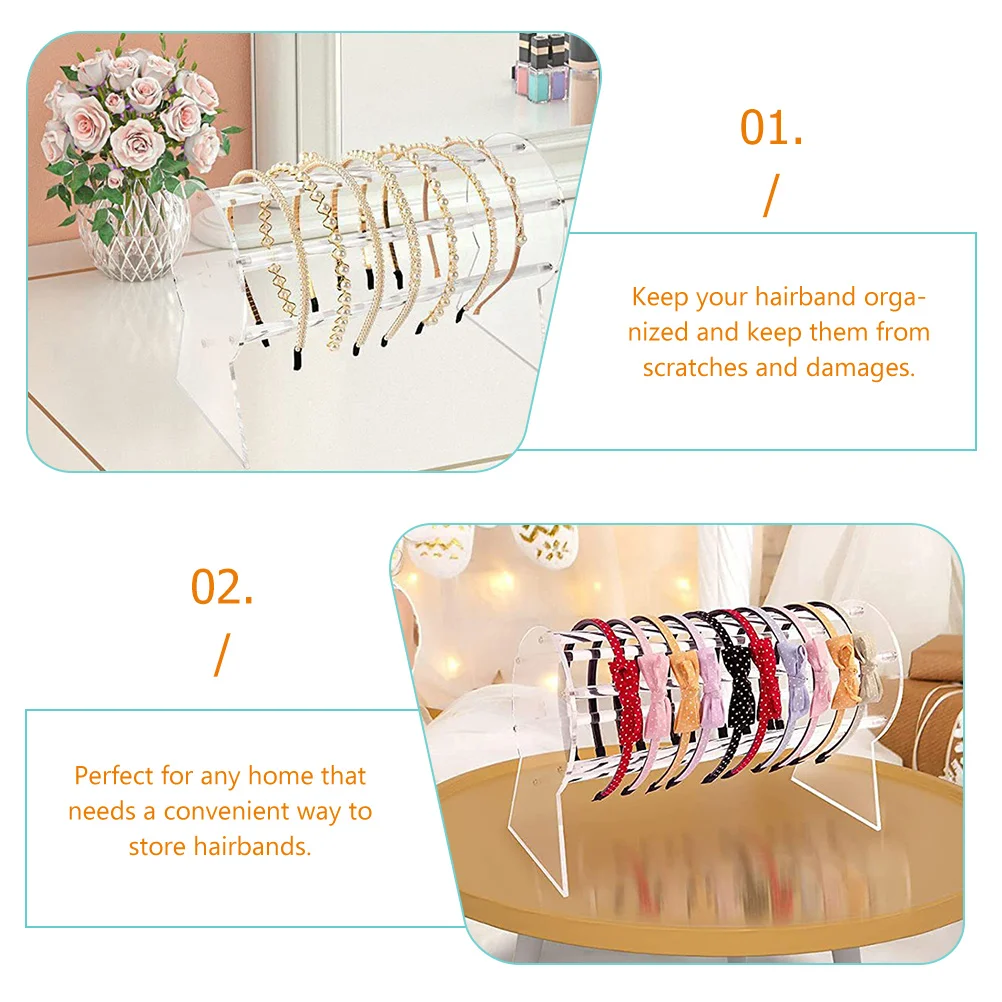 

Clear Acrylic Headband Holder Organizer Stand for Women Girls Hair Accessories Storage Display Rack Home Travel Use