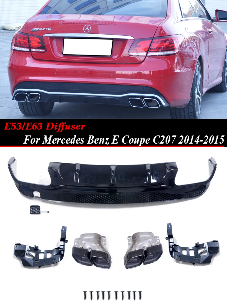 Rear Diffuser With Exhaust Pipe E53 E63 AMG For Mercedes Benz E Coupe C207 W207 E200 E250 E260 E350 2014-2015 Car Accessories