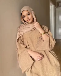 Corduroy Ramadan Dubai Abaya Dress Luxury 2025 Arabic Muslim Women Modest Clothing Islam Party Coat Kaftan Fashion Turkey Robes