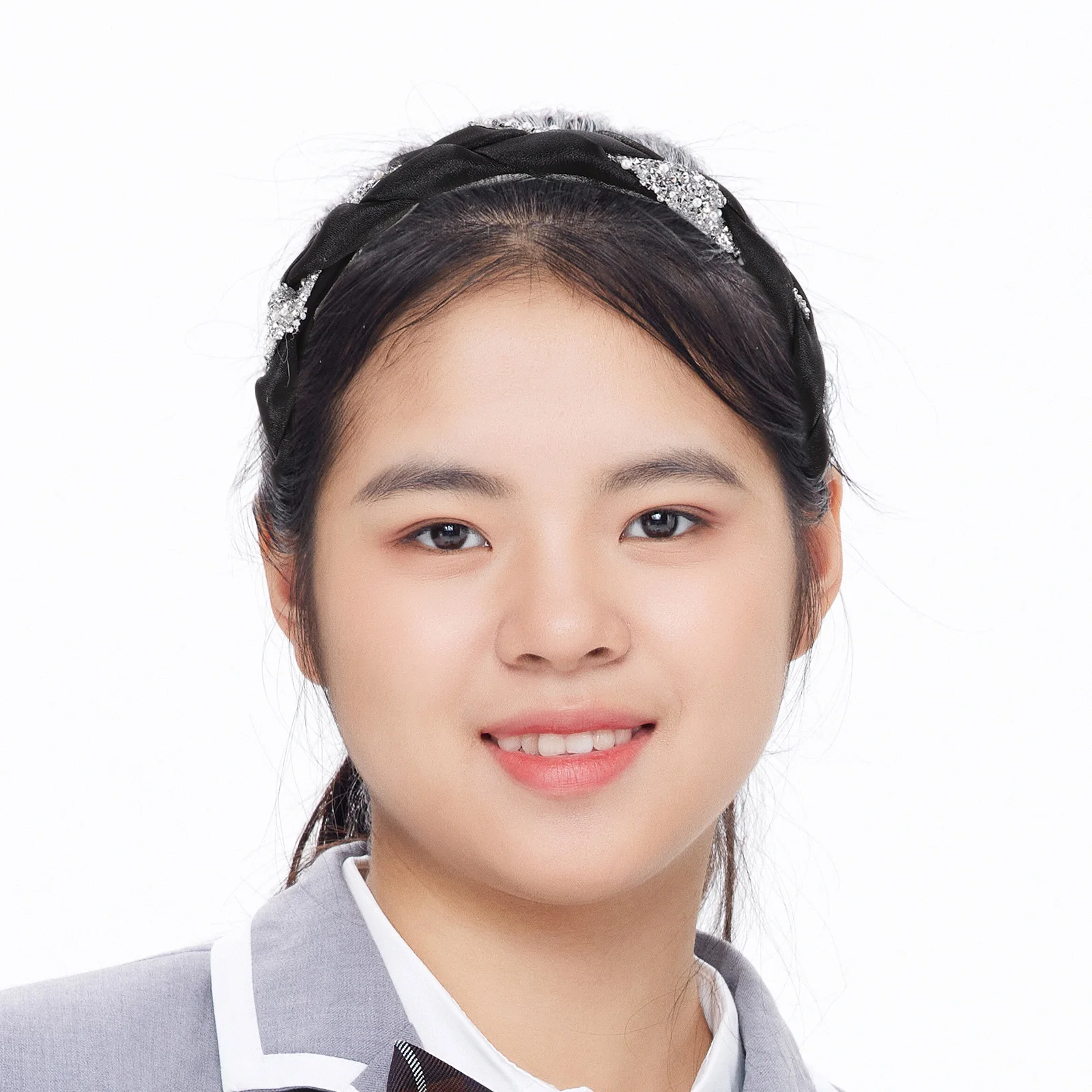 

1pc Fashion Hair Hoop Rhinestone Wide Headband For Women Fine Gauze Manmade Pearl Headdress Daily Party Black Hair Styling Tool