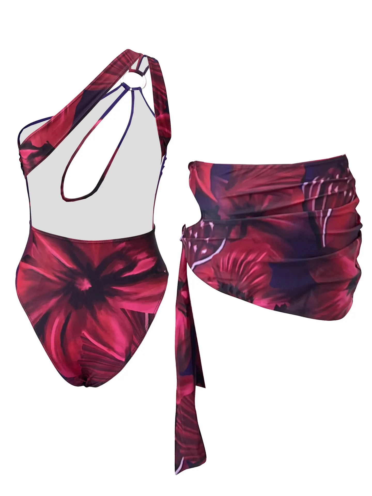 Maillot de bain une pièce imprimé rétro, ajouré, jupe, couleur unie, dos nu, Bikini, à la mode, pour la plage, nouvelle collection 2025