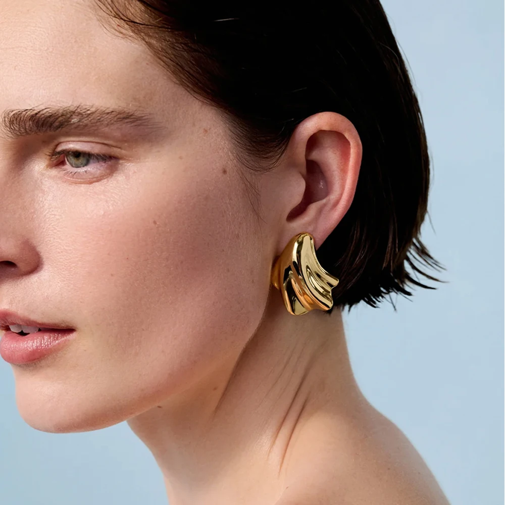 

ENFASHION Aretes De Mujer Irregular Sector Stud Earrings For Women's Stainless Steel 18K Plated Gold Fashion Jewelry E251752