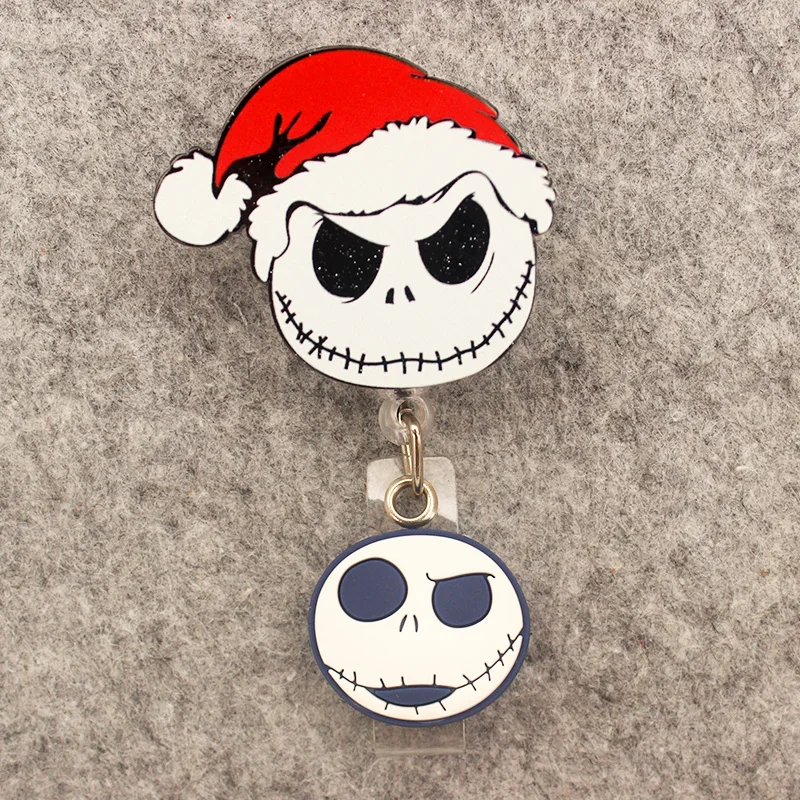 Funny Christmas Jack Hat Man Style Rotate Badge Reel Nurse Workers Enfermera ID Holder Retractable Card Holder Accessory