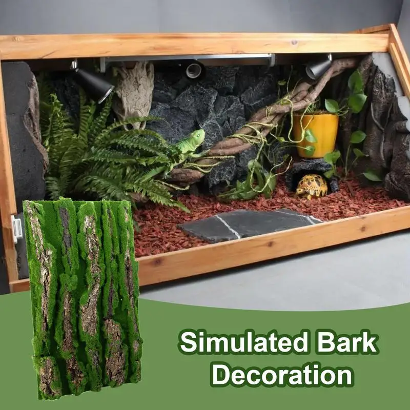 Reptile Terrarium Background Cork Bark Backdrop For Lizard Terrarium Decor Reptile Habitat Decor With Artificial Moss For Gecko