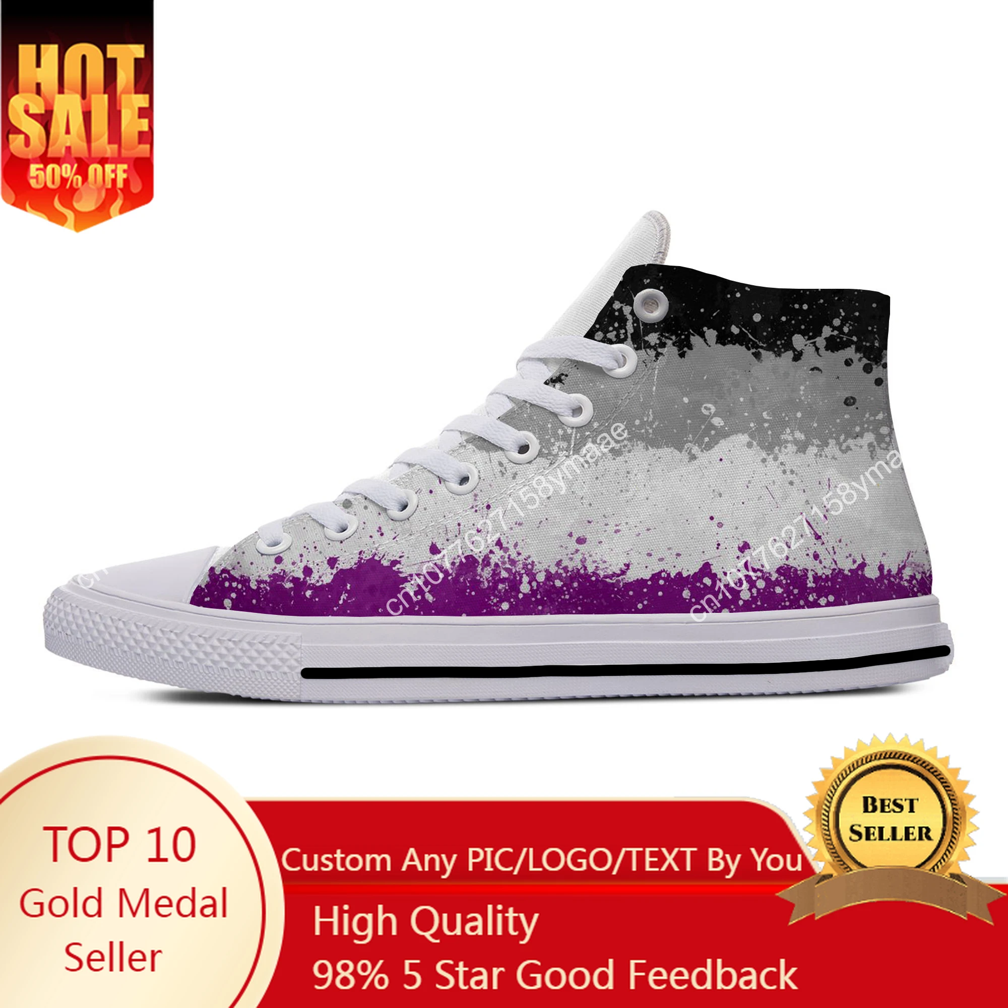 

Ace Aro Aromantic Asexual Asexuality Pride Flag Casual Cloth Shoes High Top Lightweight Breathable 3D Print Men Women Sneakers