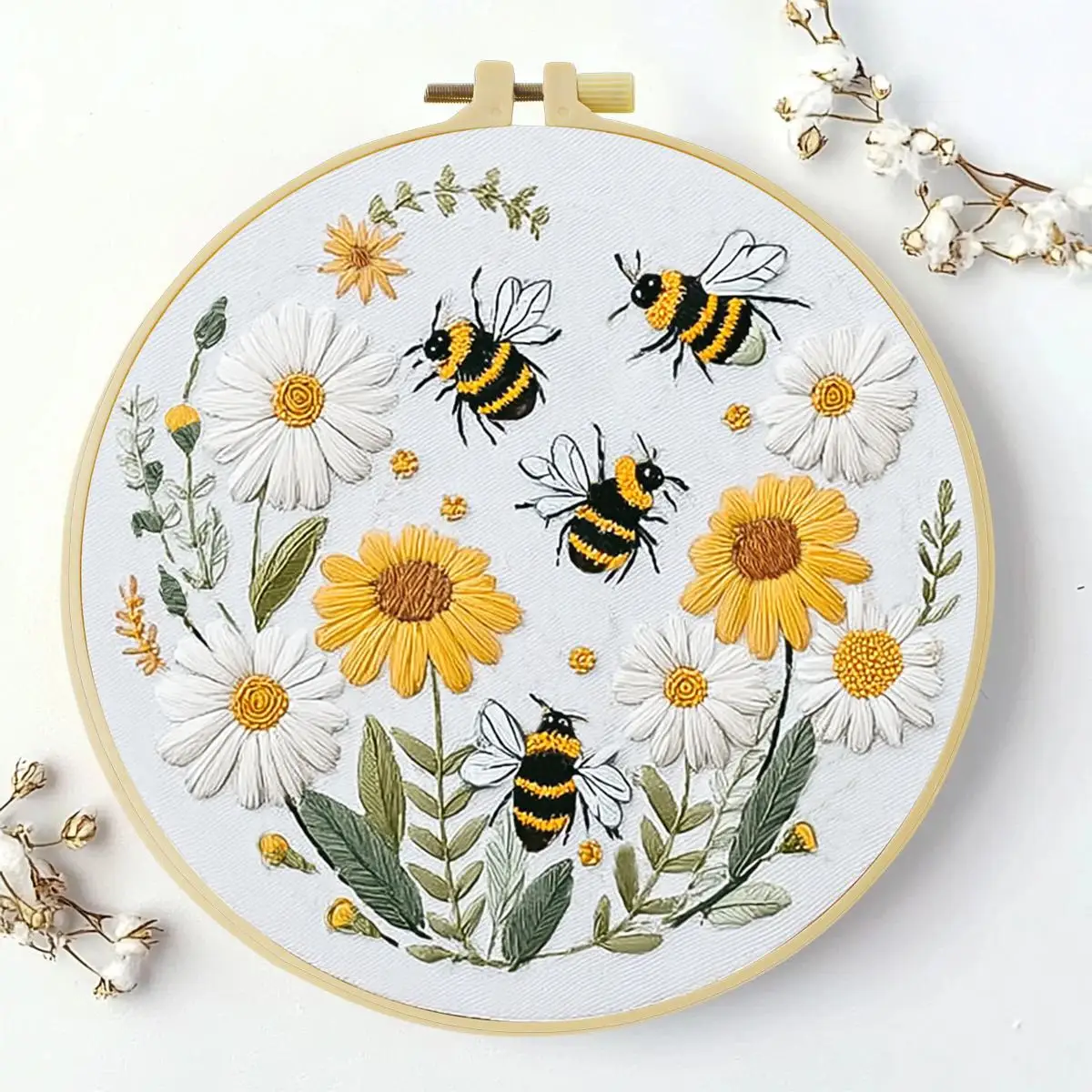 1 Stück 20X20CM/15X15CM 7,87/6,3 Zoll Blumen-Stickerei-Starter-Kit DIY-Kit DIY-Stickerei-Set Handarbeiten Malerei – Detail 4