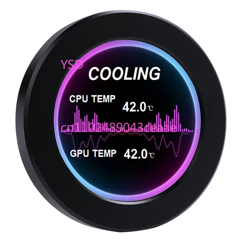 2.1-Inch Water-Cooled Secondary Screen (IPS Round Display, Built-in Chassis, 360° Rotation, for PC Status Monitoring)