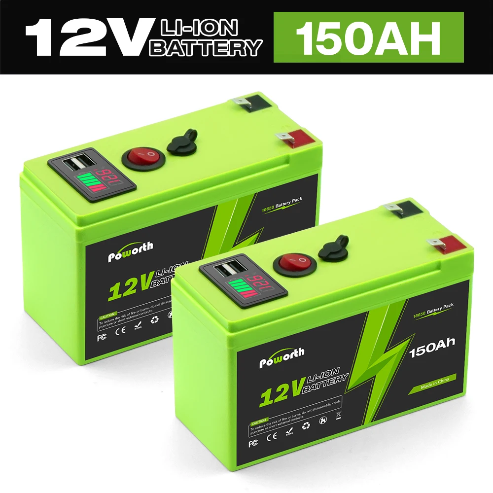

12V 150Ah Lithium LiFePO4 Deep Cycle Battery for Solar,Fish Finder, Power Wheels, Lighting, Off-Grid Applications Built-in BMS