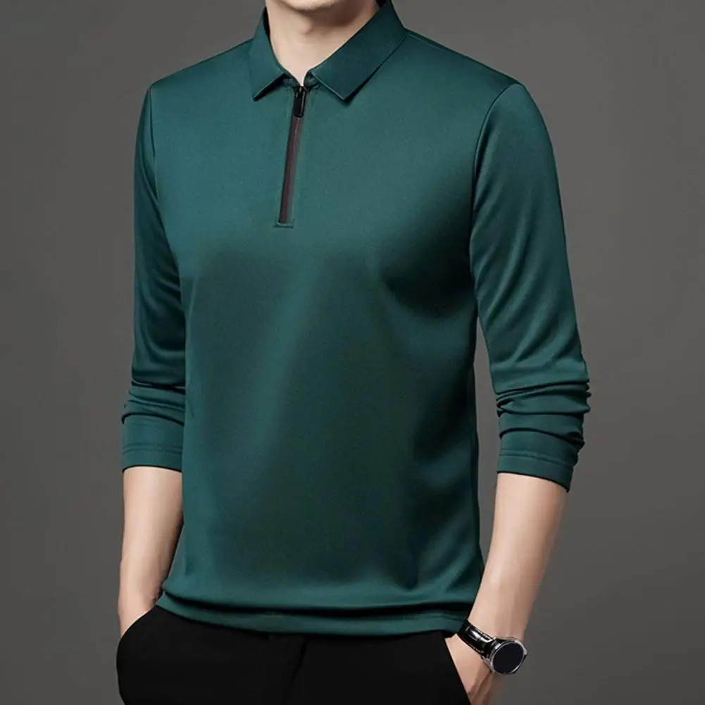 Men Fleece Bottoming Shirt Men Half-zip Shirt Stylish Men's Fall Spring Shirt with Zippered Button Collar Plus Size Long for Mid