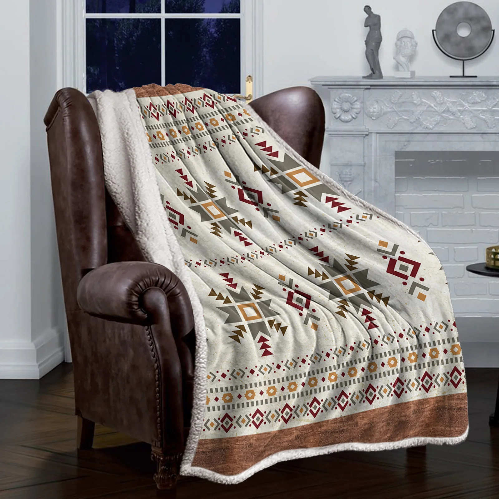 Retro Geometric Figures Cashmere Blanket Winter Warm Soft Throw Blankets for Beds Sofa Wool Blanket Bedspread