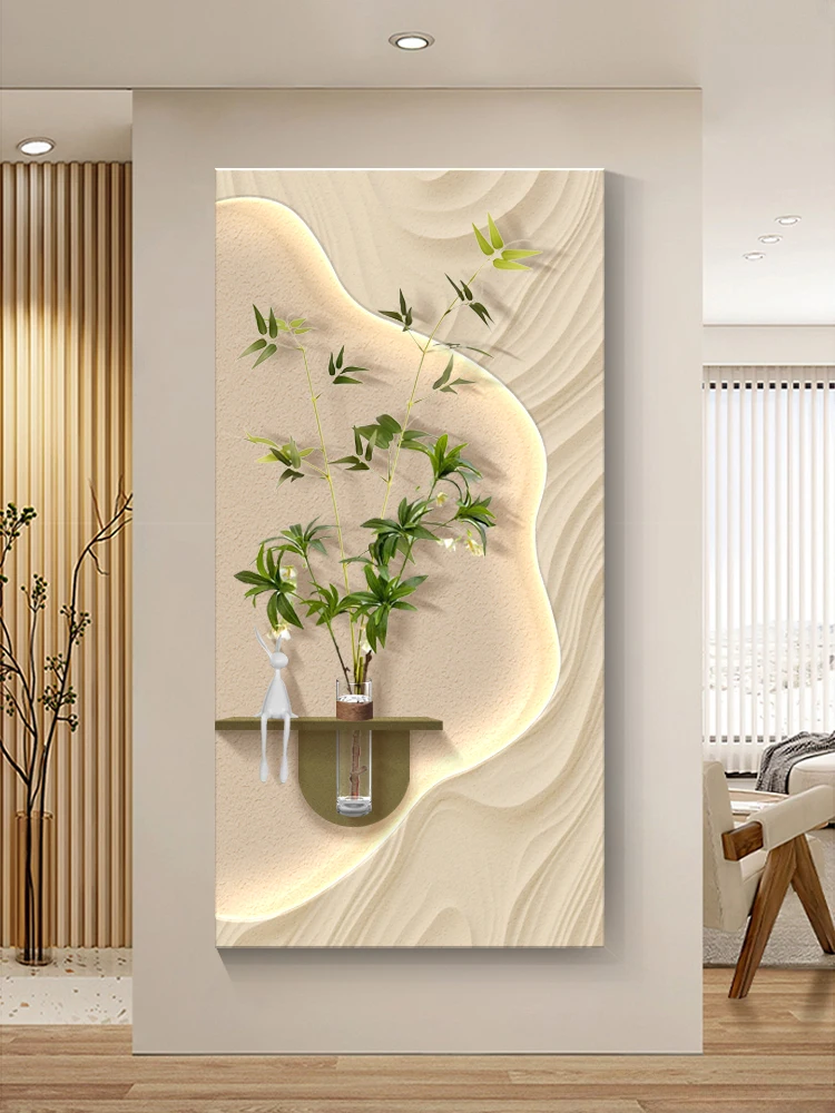 3D Sandstone Abstract Entrance Decoration Painting Modern Texture High-end Feeling LED Corridor Hanging Painting Wall Lamp