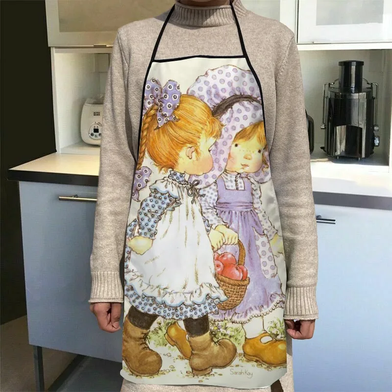 Sarah Kay Cartoon Apron Dinner Party Cooking Apron Adult Baking Accessories Waterproof Fabric Printed Cleaning Tools 1014