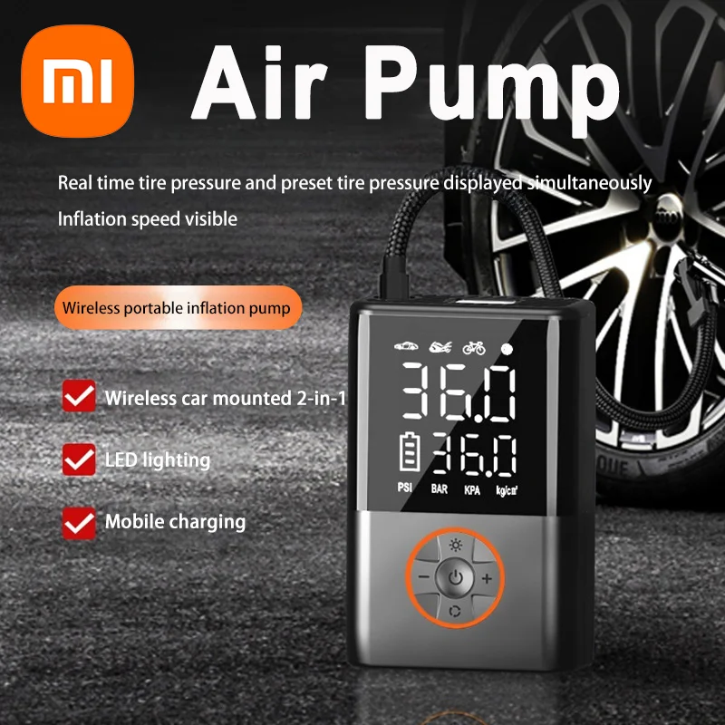

Беспроводной воздушный насос Xiaomi с цифровым дисплеем, портативный автомобильный воздушный насос с двойным экраном, автомобильный велосипед, баскетбольный электрический воздушный насос для шин