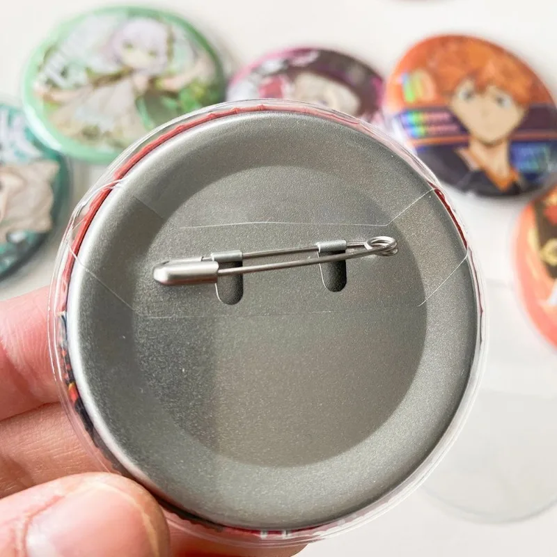 10pcs/set Clear Transparent Badge Pin Holder 5.8/7.5cm Aesthetic Solid Color Badge Clips Protector Case Cover Badge Accessories