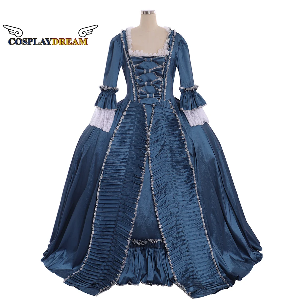 

Medieval Marie Antoinette Gown Dress Rococo 18th Century blue colonial court dress Gown sack-back gown robe a la francaise