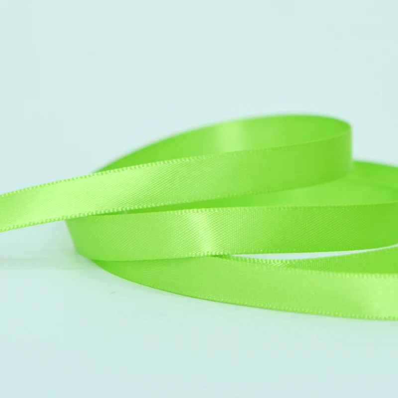 YAMA Single Face Satin Ribbon 6 9 13 16 19 22 mm Ribbons 100yards Light Green for Party Wedding Decoration Handmade Rose Ribbons
