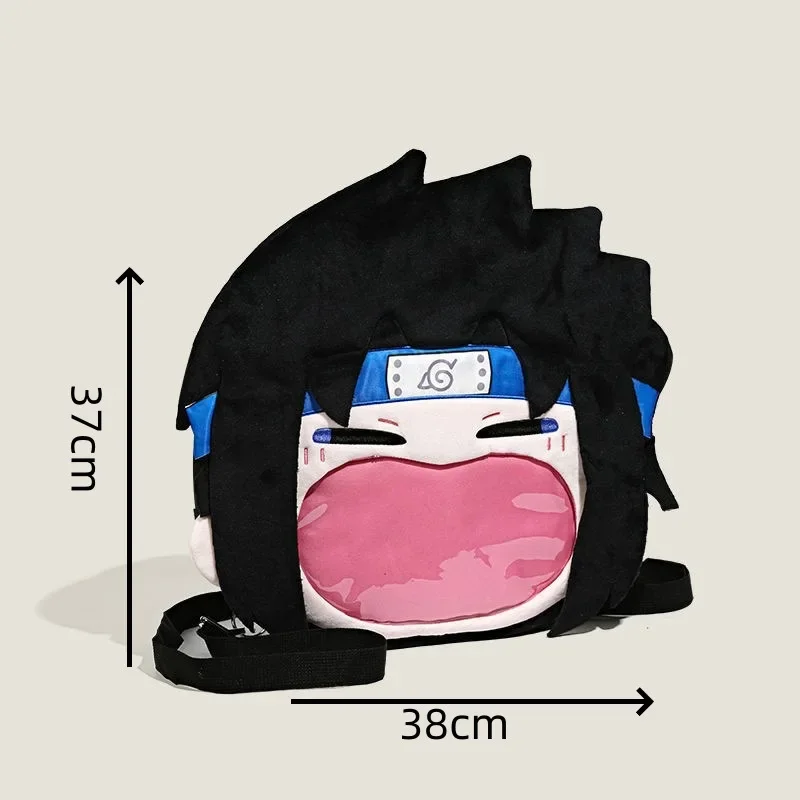 Naruto Big Mouth Backpack Cartoon Uchiha Sasuke Plate Bag Large-capacity Badge Storage Anime Peripherals Girls\' Holiday Gifts