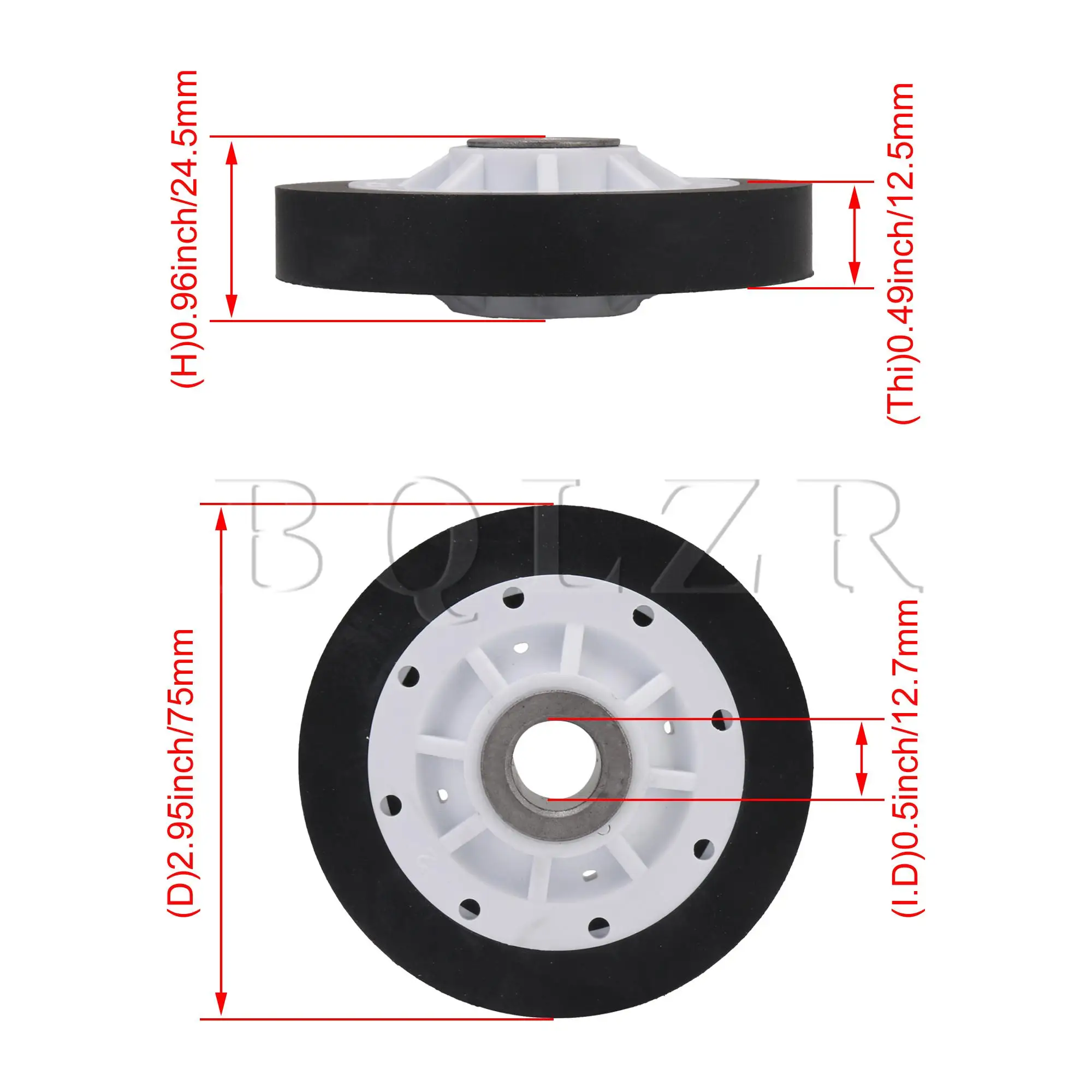 BQLZR 6PCS Dryer Roller Wheel Drum Support 37001042 Replacement for Admiral 7.5cm in Diameter Rubber Metal Part 2.45cm Height