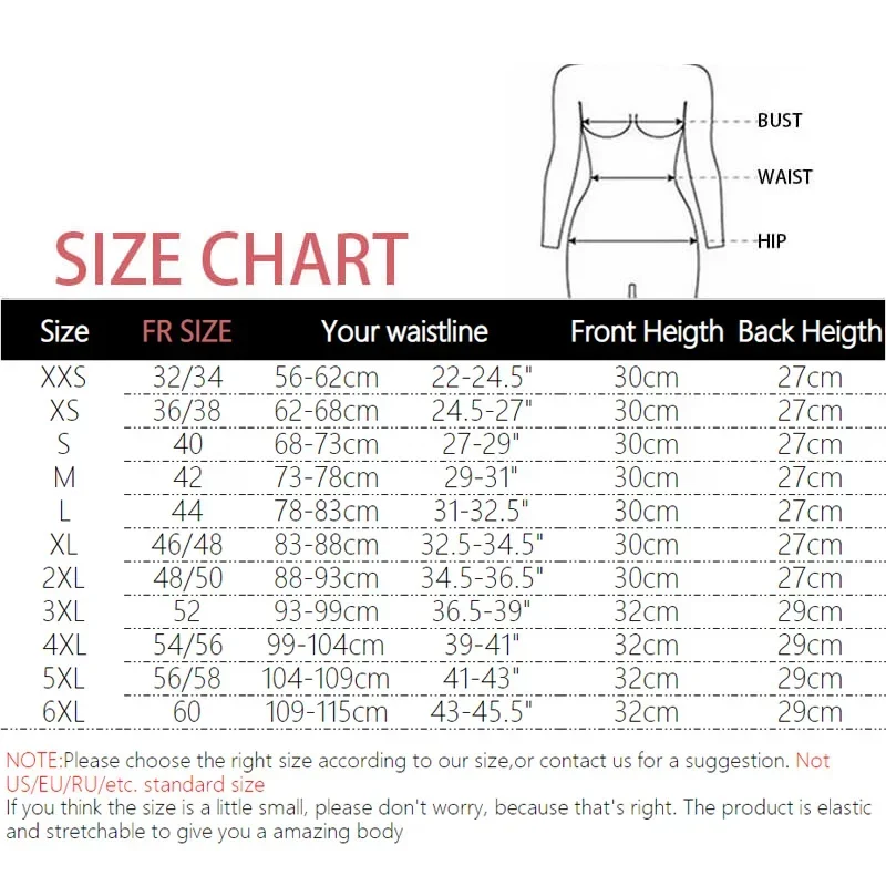 XXS - 6XL Women Latex Waist Trainer Body Shaper Corsets Steel Bone Zipper Cincher Top Slimming Belt Shapers Shapewear Plus Size