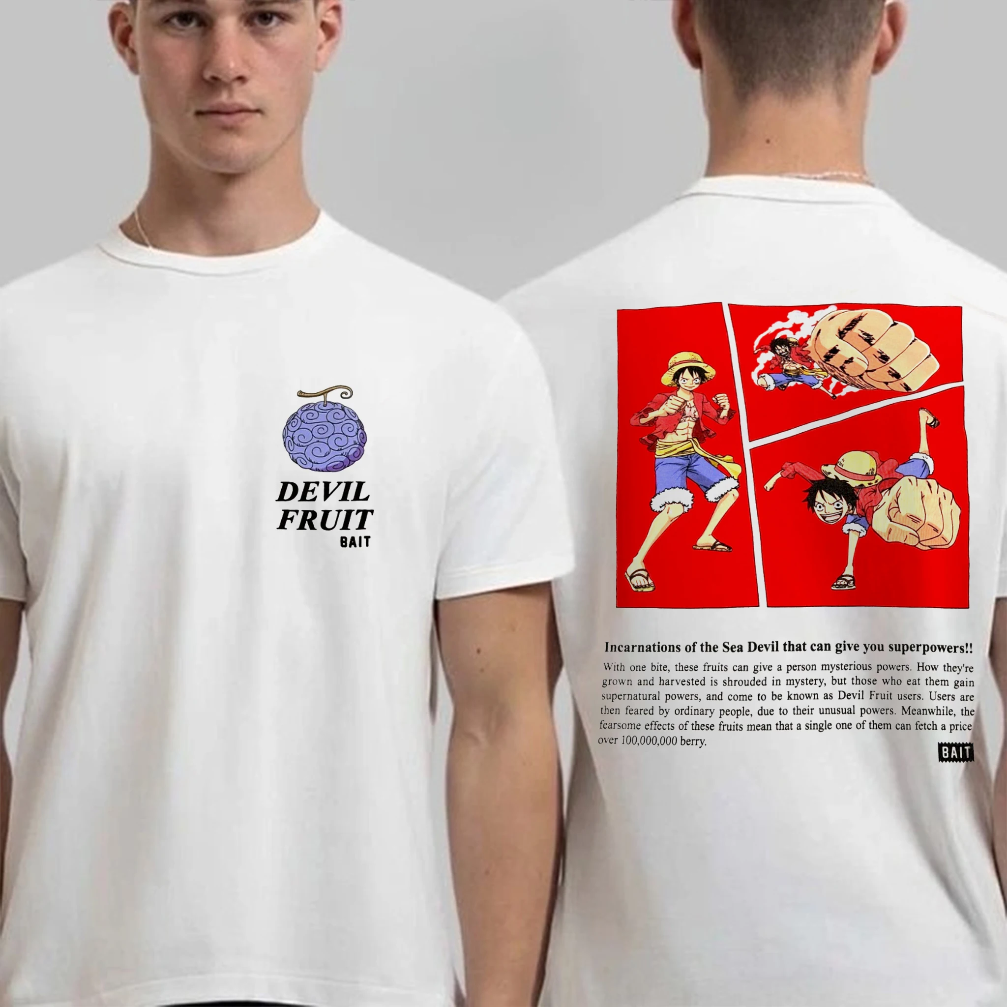 One Piece Devil Fruit BAIT Luffy T Shirt Men Women Cotton Short Sleeve Tee Tops 2026 Summer Graphic Print Streetwear Casual Y2k