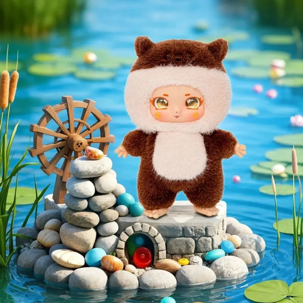 

Vinyl Face Animal Scarf Animal Anime Figure Vinyl Doll Keychain PP Cotton Cartoon Action Figure Keyring Christmas Gift