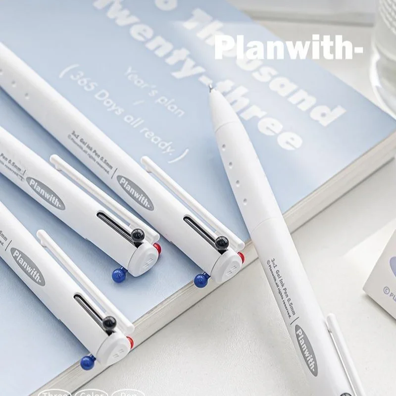 1Pcs Multi-color Pen Multi-functional Three-color Module Note-taking Task Correction Press The Neutral Pen School office supplie