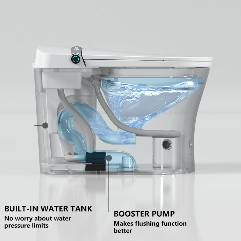 New Smart Toilet Model-Heated Seat Rear Washing Radar Sensor Auto Flush P-trap Remote Control Included Factory Supply