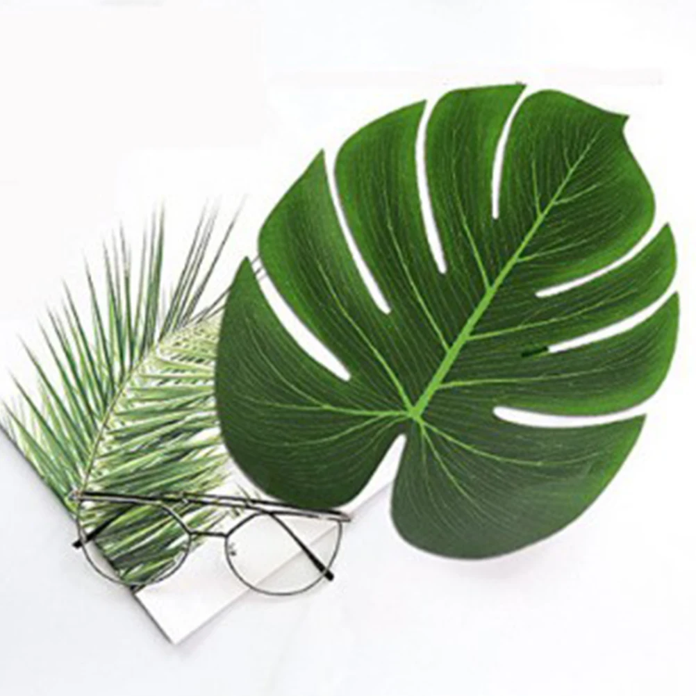 

Artificial Palm Leaves 48X37cm PVC Table Mat Decor Tropical Wedding Party Supplies Reusable Luau Beach Theme Placemat