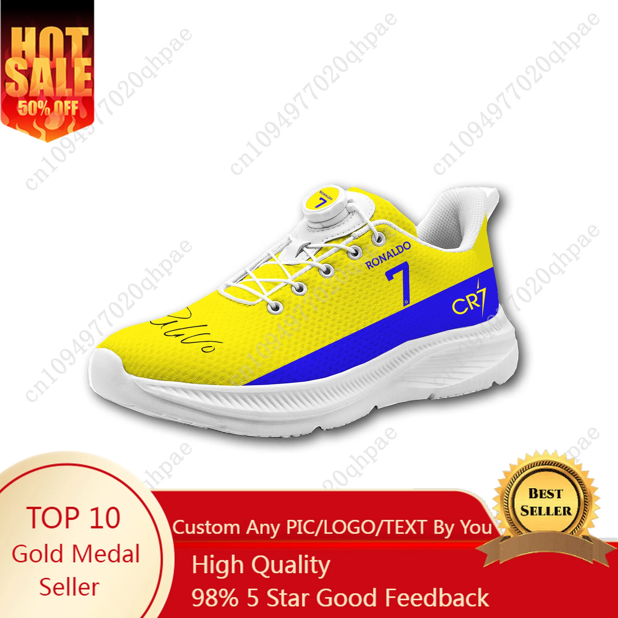 

Cristiano Ronaldo Running Shoes Cr7 Man Woman Rotating Button Without Laces Sneakers Outdoor Sports Light Breathable Custom Shoe