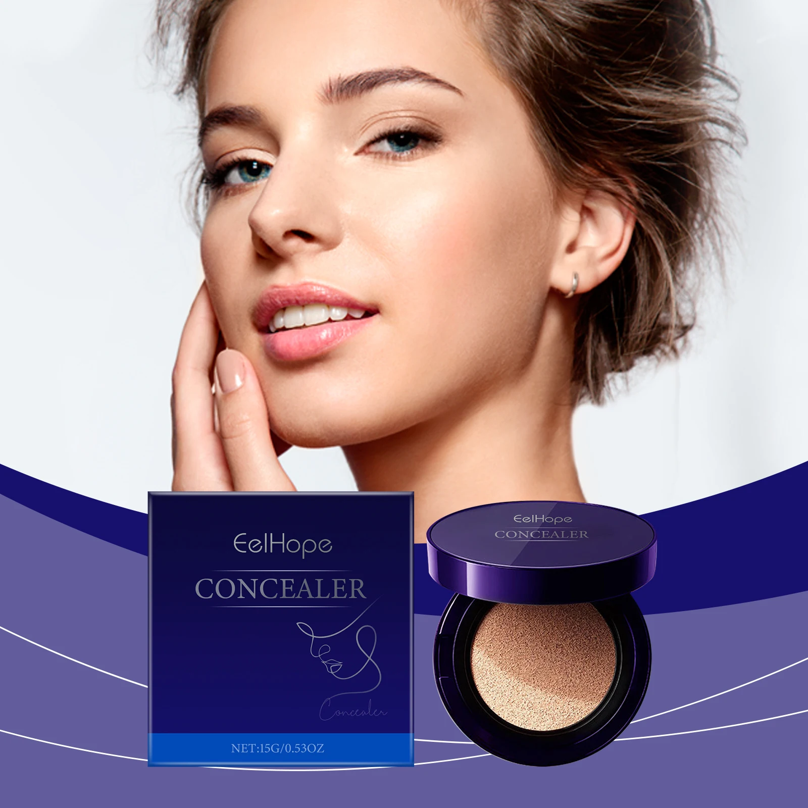 EELHOPE ハイドレーティング クッション ファンデーション＆コンシーラー - 軽量で保湿力のあるメイクアップで均一な肌色、長時間持続