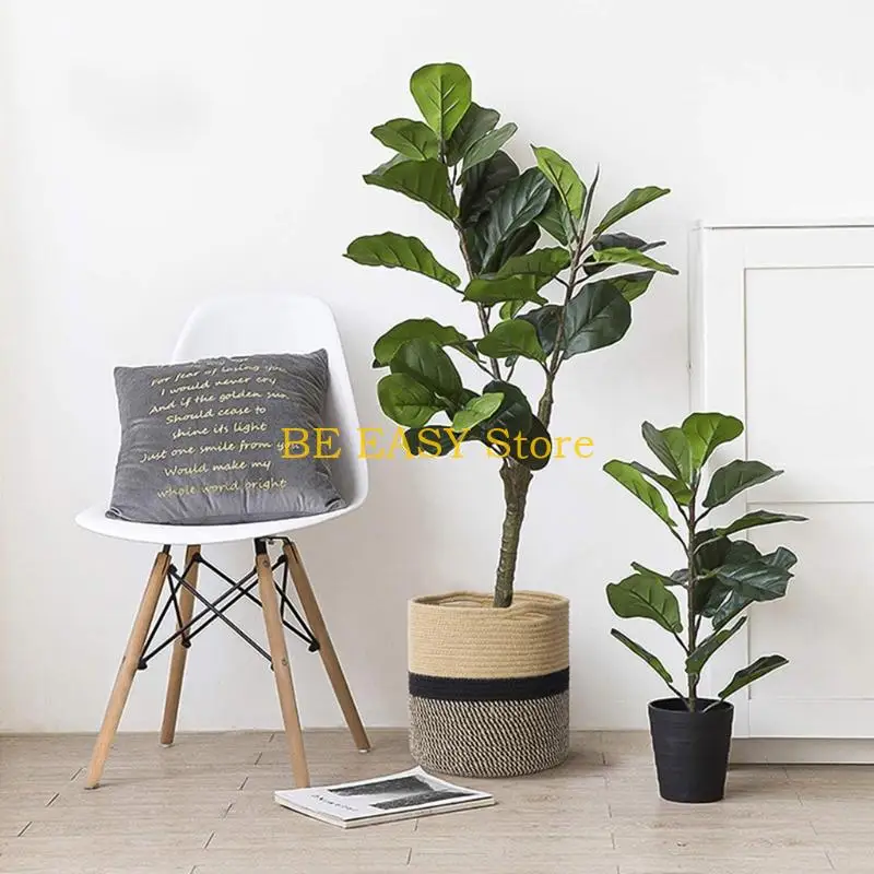 E28F Hand Woven Straw Planter Basket Indoor Outdoor Storage Flower Pot Plant Container Home Living Room Decoration