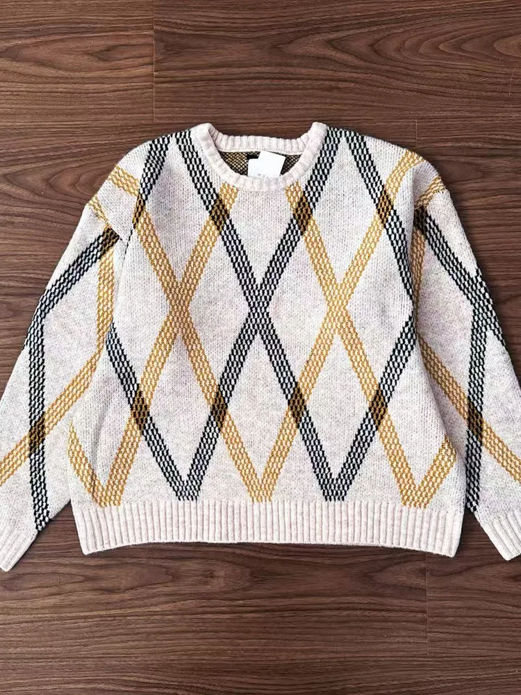 

Retro Batwing Sve Knitted Sweater round Ne Long Sve Loose Warm Autumn Winter Thermal Polyester Acrylic Wool Blend Swe...