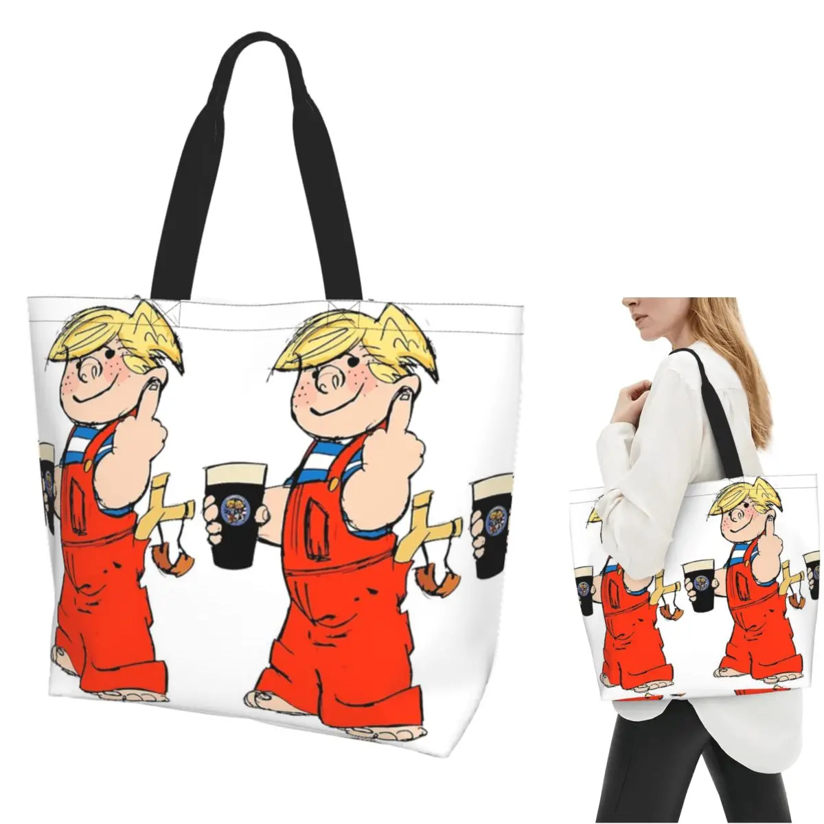 

Dennis The Menace Shopping Tote Bag Canvas Large Capacity Shoulder Bags Shopper Grocery Handbag for Women