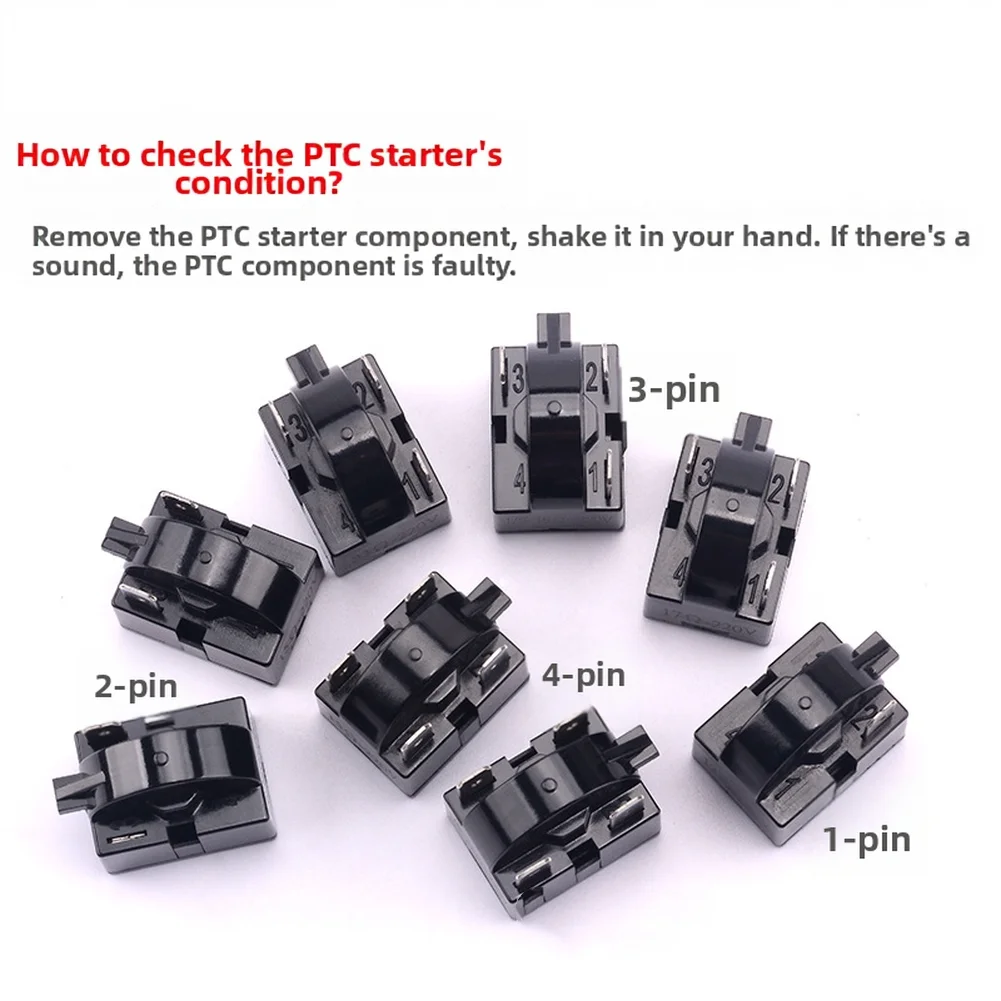 4pcs PTC Refrigerator Starter  With 1 2 3 Pins Large Chip Refrigerator Compressor Protection Tools Replacement Accessories