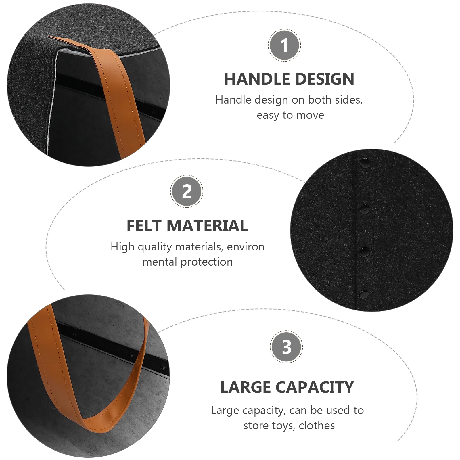 

Felt Laundry Basket Large Capacity Modern Storage Container Bedroom Living Room ganization Easy Clean Practical Simple Classic