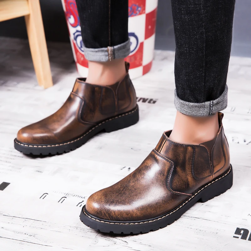 Men's Boots Plus Cotton Warm Retro Large Size Round Head Comfortable Fashion Wear-resistant Outdoor Trend In The New Style