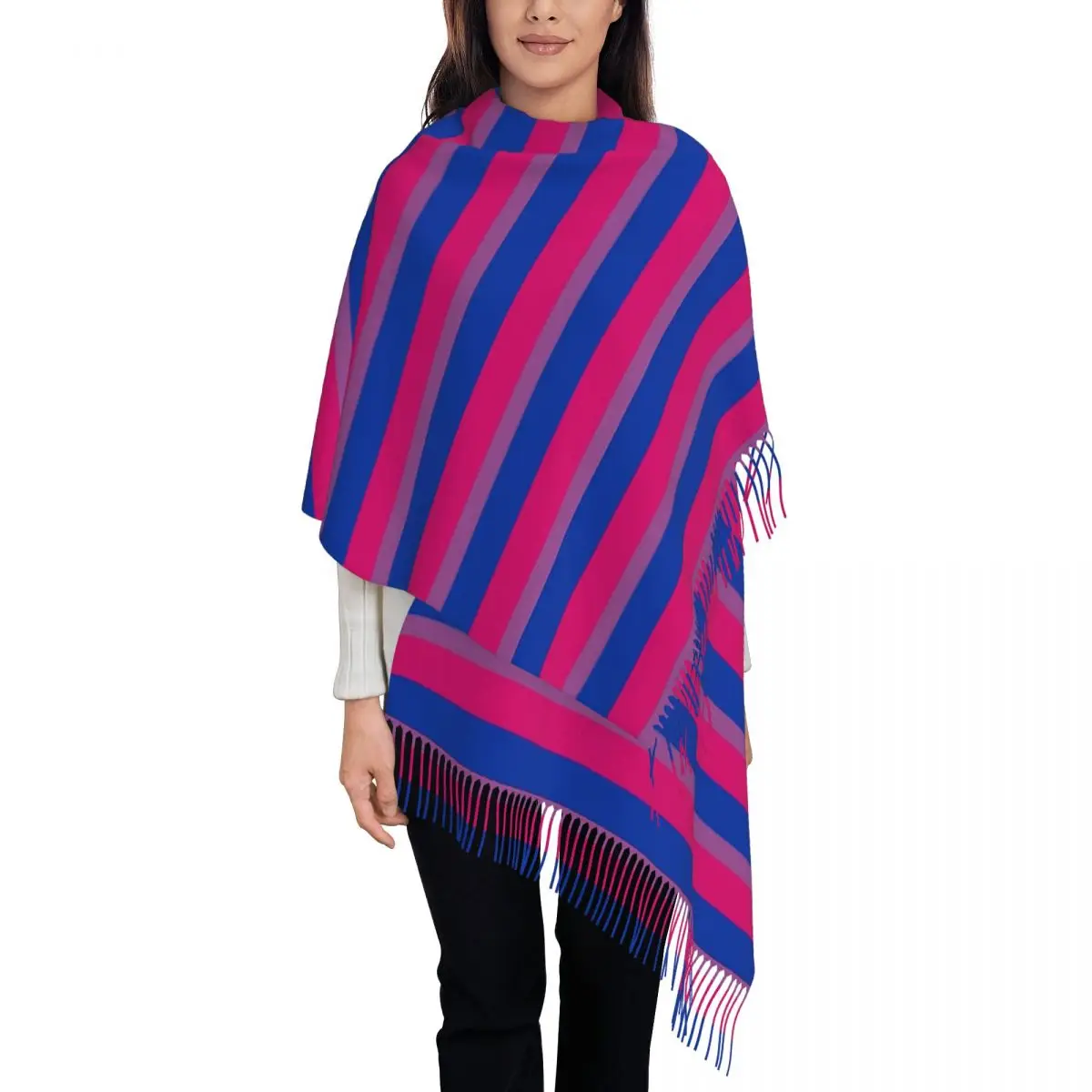 

Bisexual Flag Scarf Tassel Scarves Women Soft Warm Shawls and Wraps Large Fall Winter Shawl Wrap